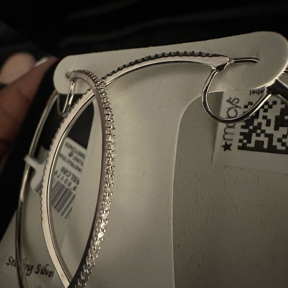 Bridge diamond earrings 1/2CTTW SS OVERSIZED HOOP - Picture 4 of 5